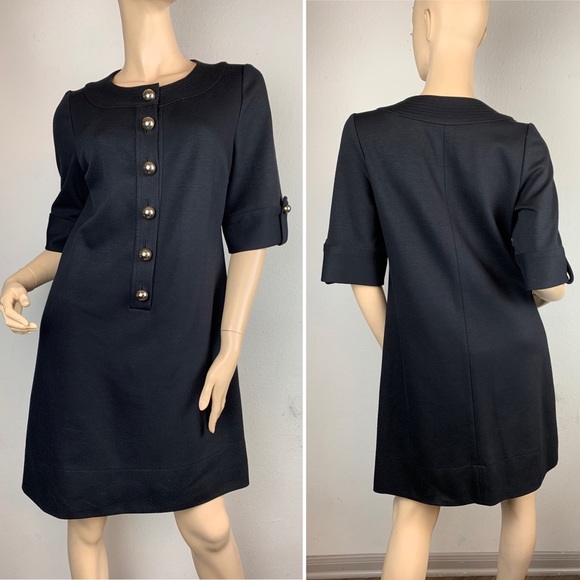 Shoshanna Short Sleeve Shift Dress Gold Buttons 10 - Picture 3 of 8